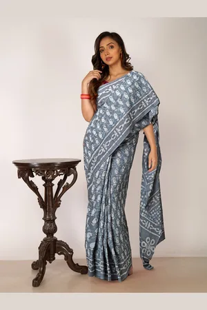 Unnati Silks Paisley Printed Pure Cotton Chanderi Saree