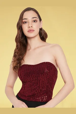 Martini Embellished Strapless Sequined Detailed Party Tube Top