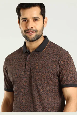 Indian Terrain Men Ethnic Printed Polo Collar Pockets Cotton T-shirt