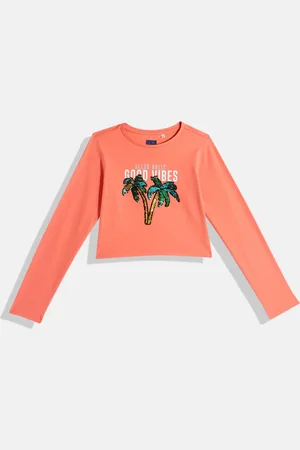 Allen Solly Girls Typography Printed Pure Cotton T-shirt