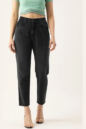MADAME Women Pure Cotton Mom Fit High-Rise Stretchable Jeans