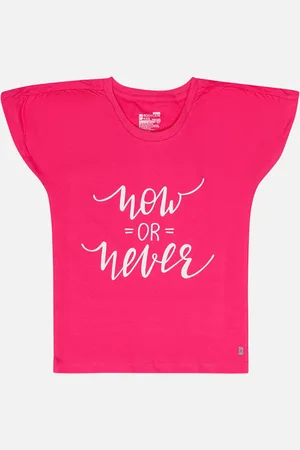 BodyCare Girls Typography Printed Cotton T-shirt