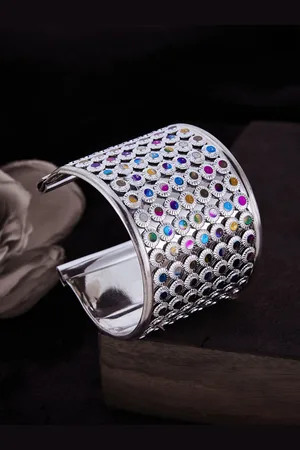 ATIBELLE German Silver Stone Studded Bangle