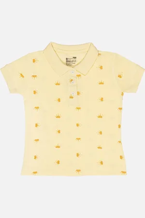 BodyCare Girls Printed Shirt Collar Cotton T-shirt