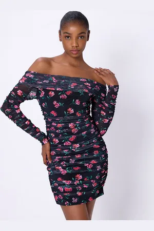 COVER STORY Women Floral Printed Off-Shoulder Bodycon Mini Dress