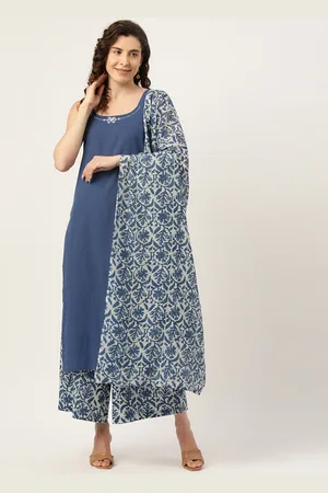 MISRI Women Regular Thread Work Pure Cotton Kurta with Palazzos & With Dupatta