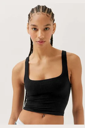 JC Mode Women Square Neck Fitted Solid Crop Top