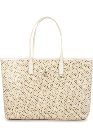 Tommy Hilfiger Geometric Printed Structured Cotton Shoulder Bag