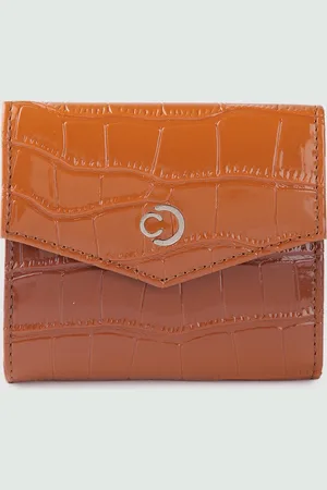 Caprese Women Croc Textured Three Fold Wallet