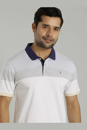 Indian Terrain Men Striped Polo Collar Pure Cotton T-shirt