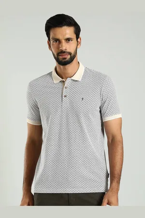 Indian Terrain Men Geometric Printed Polo Collar Cotton T-shirt