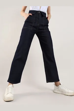 Campus Women Smart Mid Rise Clean Look Cropped Cotton Jeans