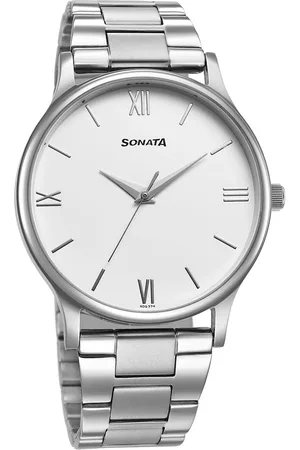 Sonata Men Brass Stainless Steel Bracelet Style Straps Analogue Watch 77105SM12W