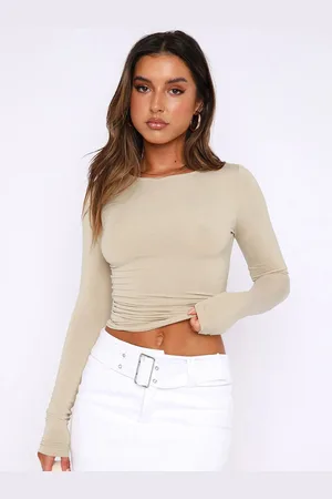 JC Mode Women Long Sleeves Fitted Crop Top