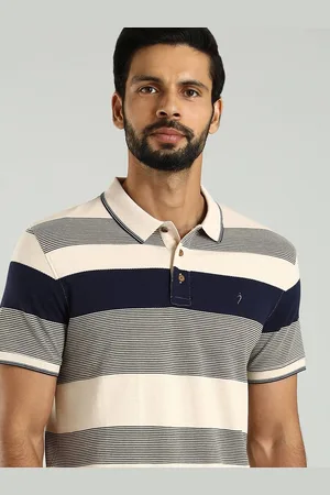 Indian Terrain Men Striped Polo Collar Cotton T-shirt