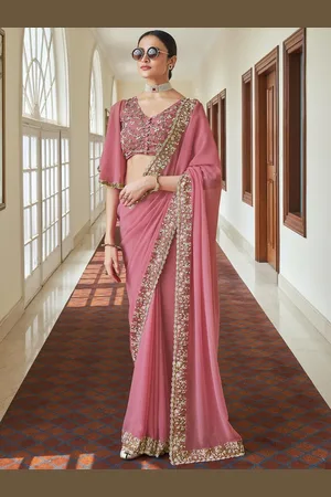 Trendmalls Embroidered Pure Georgette Saree