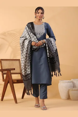 Kalini Floral Yoke Design Regular Gotta Patti Kurta With Trousers & Dupatta