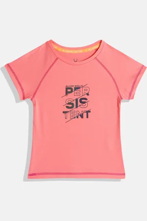 Allen Solly Girls Typography Printed Pure Cotton T-shirt