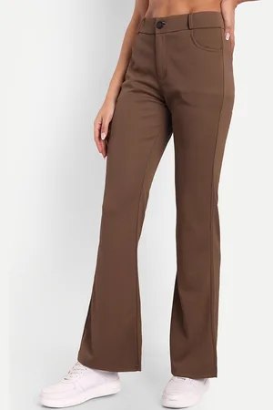 Broadstar Women High-Rise Stretchable Flared Bootcut Corduroy Trousers