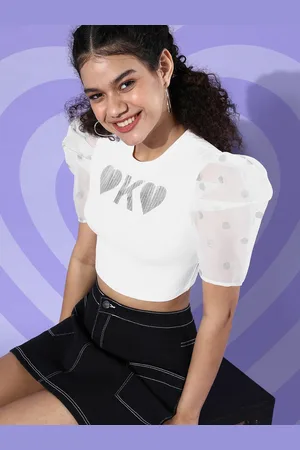 KASSUALLY Women Classic White Vertical Striped Cropped Top