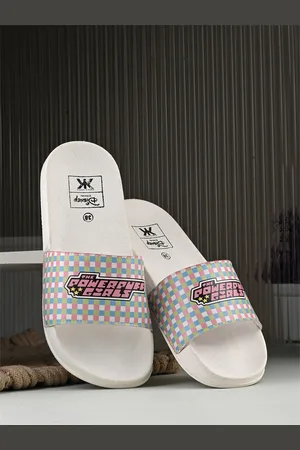 Kook N Keech Women White Printed Sliders