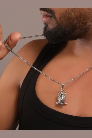 Roadster Silver-Plated Turtle Texture Pendant & chain