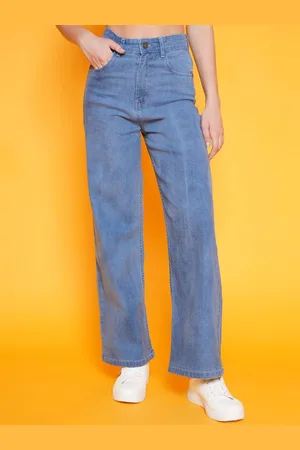 BAESD Women Clean Look Light Shade Straight Fit High Waist Non Stretchable Denim Jeans