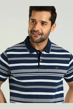 Indian Terrain Men Striped Polo Collar Pockets T-shirt