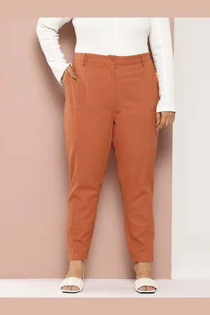 Sztori Women Plus Size Pure Cotton Formal Trousers
