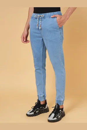 PEOPLE Men Blue Mid-Rise Joggers Trousers