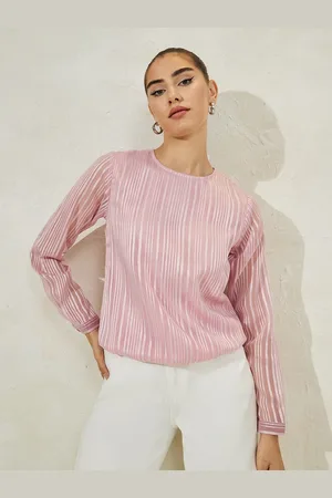 Styli Vertical Stripes Cuffed Sleeves Top