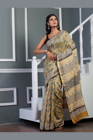 Unnati Silks Kalamkari Handloom Bagru Chanderi Saree