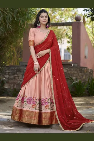 LOOKNBOOK ART Embroidered Semi Stitched Lehenga & Unstitched Blouse With Dupatta