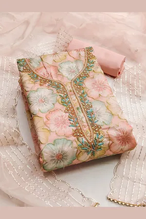 Ishin Embroidered Organza Unstitched Dress Material