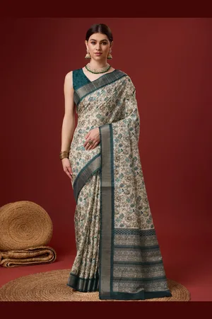 SANGAM PRINTS Floral Printed Zari Saree