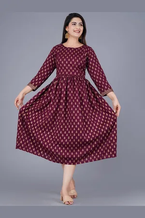 AO Services Floral Printed Pleated A-Line Maternity Kurta