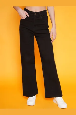 BAESD Women Clean Look Dark Shade Straight Fit High Waist Non Stretchable Denim Jeans