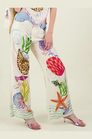 LULU & SKY Women Straight Fit Tropical Printed Parallel Trousers
