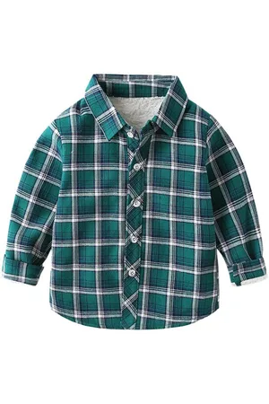 Stylecast Boys Green & White Spread Collar Checked Regular Fit Cotton Casual Shirt