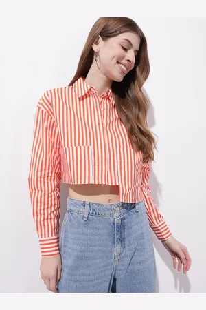 DressBerry Nauti-Verti Stripes Power Pocket Crop Shirt