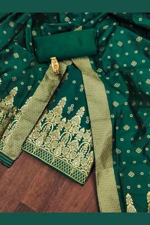 Ishin Unstitched Floral Woven Design Zari Dress Material