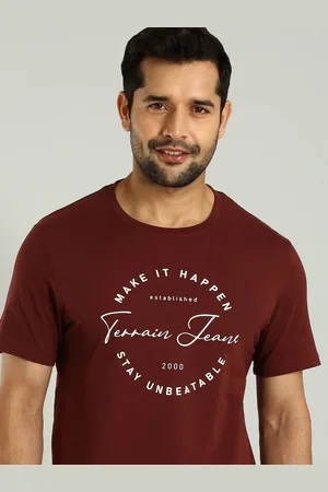 Indian Terrain Men Typography Printed Pure Cotton T-shirt