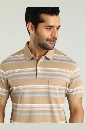 Indian Terrain Men Striped Polo Collar Pockets T-shirt
