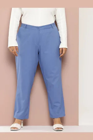 Sztori Women Plus Size Pure Cotton Formal Trousers