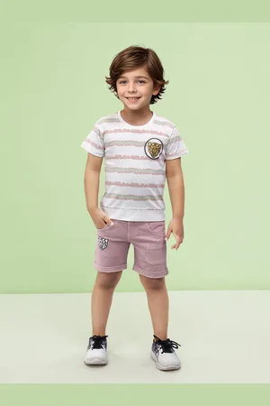 Toonyport Boys Striped Pure Cotton T-shirt With Short