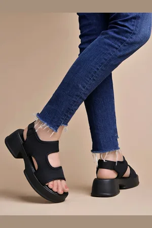 Shoetopia Textured Open Toe Platform Heels