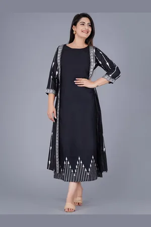 AO Services Round Neck Striped Printed A-Line Kurta