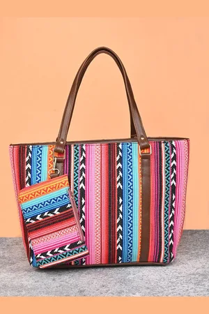 Sangria Self-Design Cotton Oversized Tote Bag