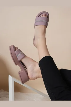 Mast & Harbour Mauve Embellished Open Toe Block Heels
