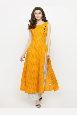 Sera Women Yellow & White Printed Kurta with Palazzos